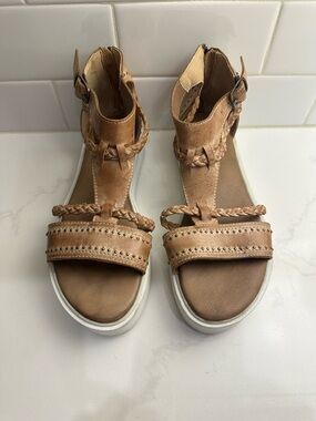 Bed Stu Tan Braided Leather Sandals